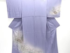 家屋に樹木模様訪問着